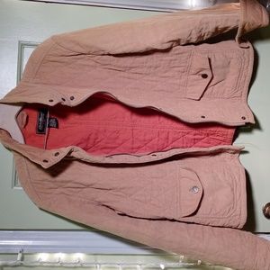 Women's Eddie Bauer mock neck field jacket size XL tan orange corduroy